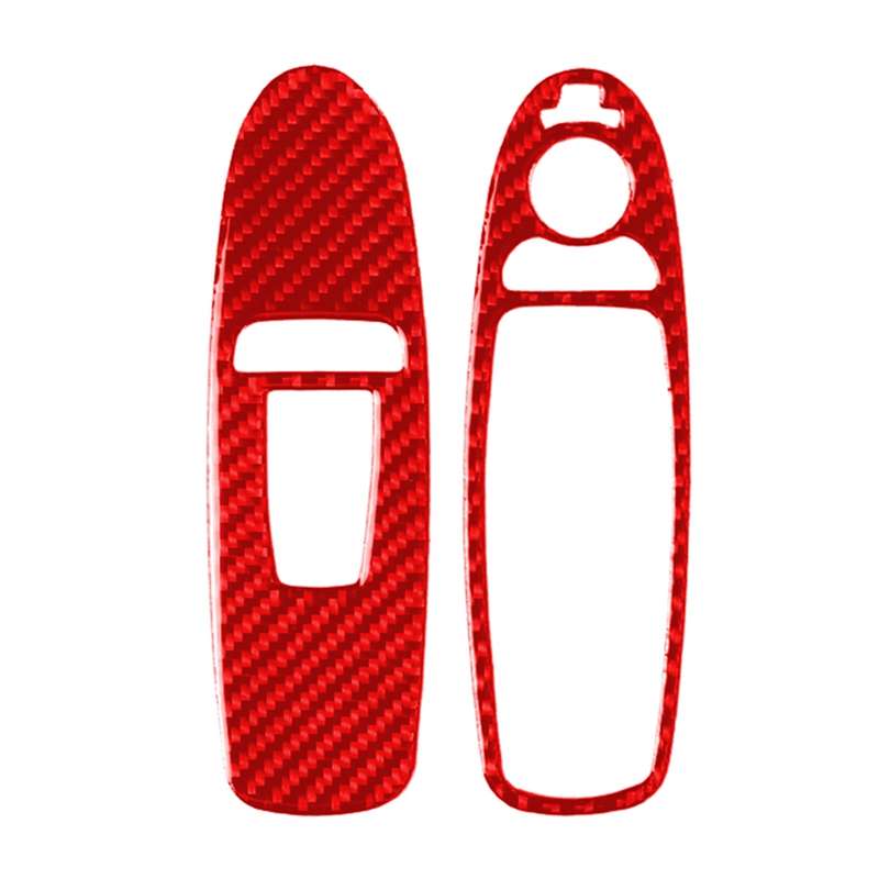 Car Carbon Fiber Window Glass Lift Panel Decorative Sticker for Infiniti Q60, Right Drive(Red)