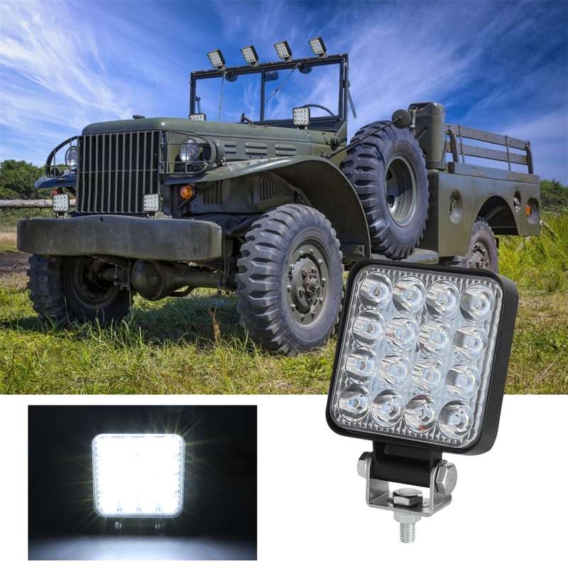 D0038 11.2W 10-30V DC 6000K 3 inch 16 LEDs Square Offroad Truck Car Driving Light Work Light Spotlig