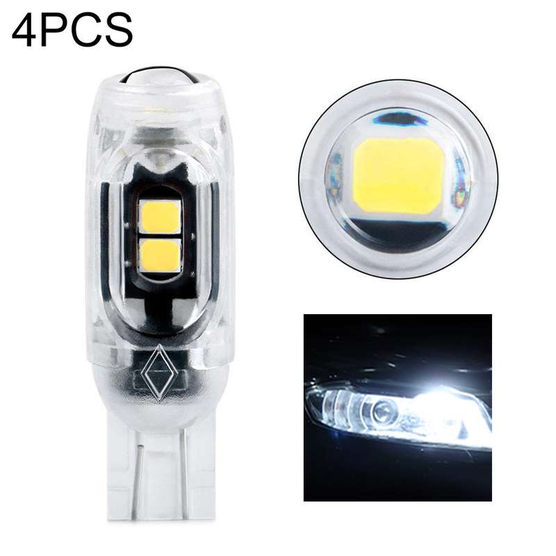 4pcs T10 DC12V / 0.84W / 0.07A / 150LM Car Clearance Light 5LEDs SMD-3030 Lamp Beads with lens (Ice