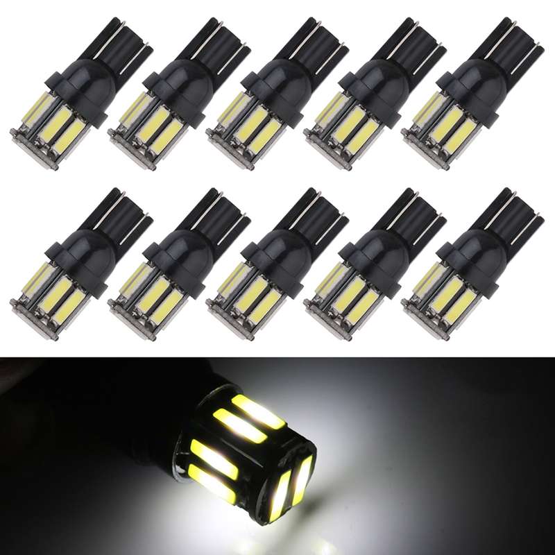 10pcs T10 DC12V / 0.96W / 0.08A Car Clearance Light 10LEDs SMD-7020 Lamp Beads (Blue Light)