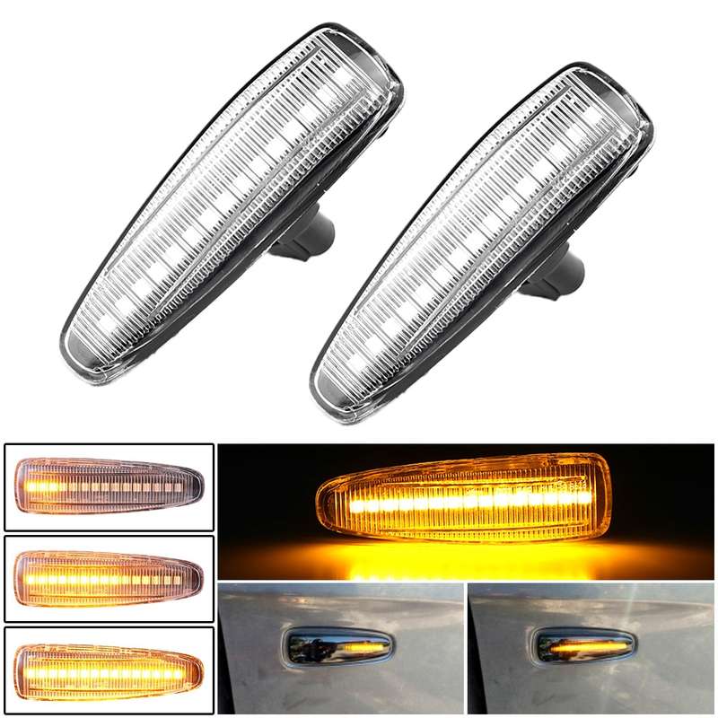2pcs For Mitsubishi Lancer 2008-2018 Car Dynamic LED Fender Side Light (Transparent)