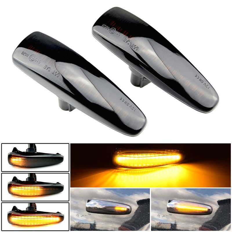 2pcs For Mitsubishi Lancer 2008-2018 Car Dynamic LED Fender Side Light (Transparent)