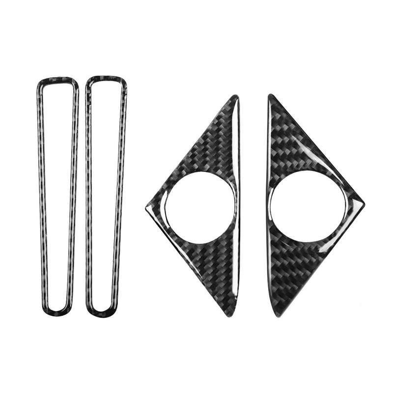 4 PCS Car Carbon Fiber Door Horn + Window Air Outlet Decorative Sticker for Nissan GTR R35 2008-2020