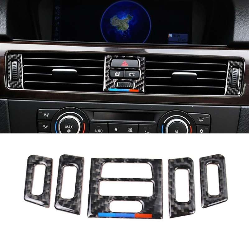 5 PCS High Matching Three Color Carbon Fiber Car Air Outlet Decorative Sticker for BMW E90 / E92 / E