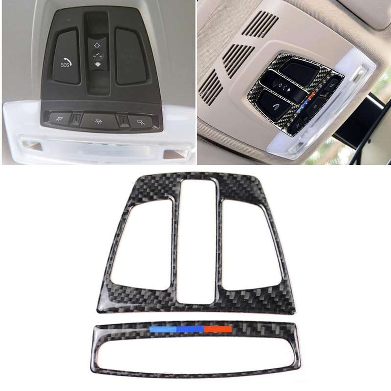 Three Color Carbon Fiber Car Reading Light Panel Decorative Sticker for BMW F20 2012-2017 / F30 / F3