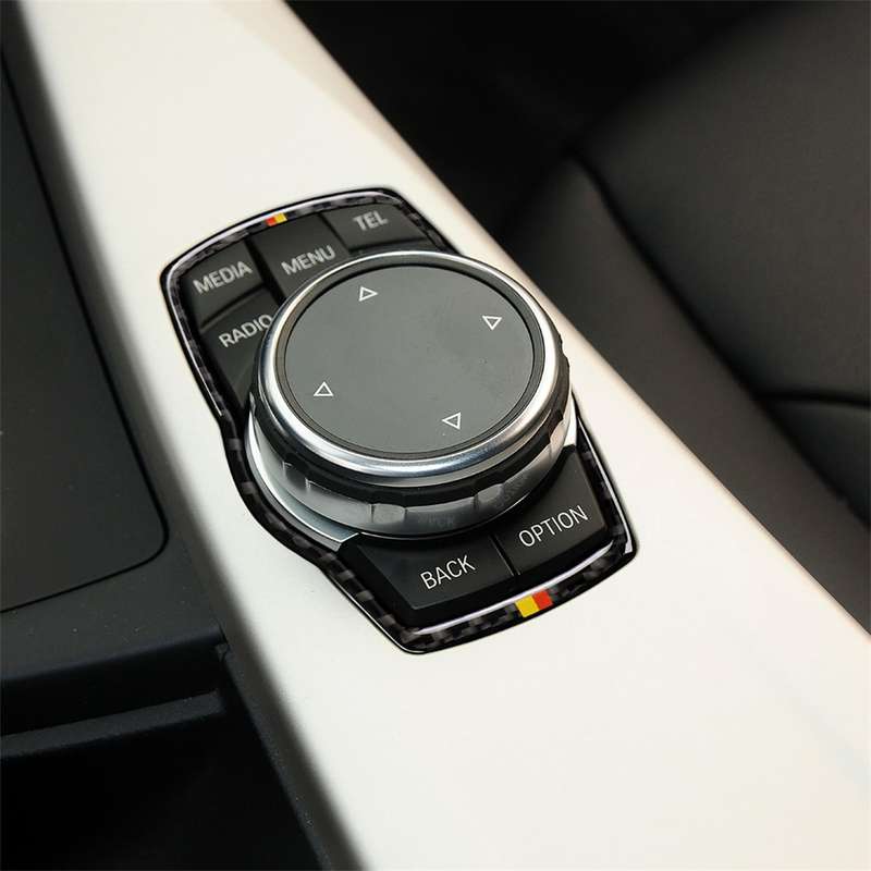 Orange Red Color Carbon Fiber Car Multimedia Frame Decorative Sticker for BMW X3 / X4 / X5 / X6 / F0