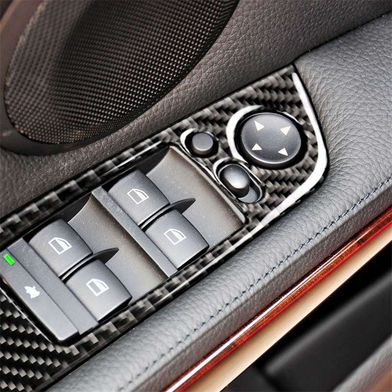 4 PCS Three Color Carbon Fiber Car Left Driving Lifting Panel Decorative Sticker with Folding for BM