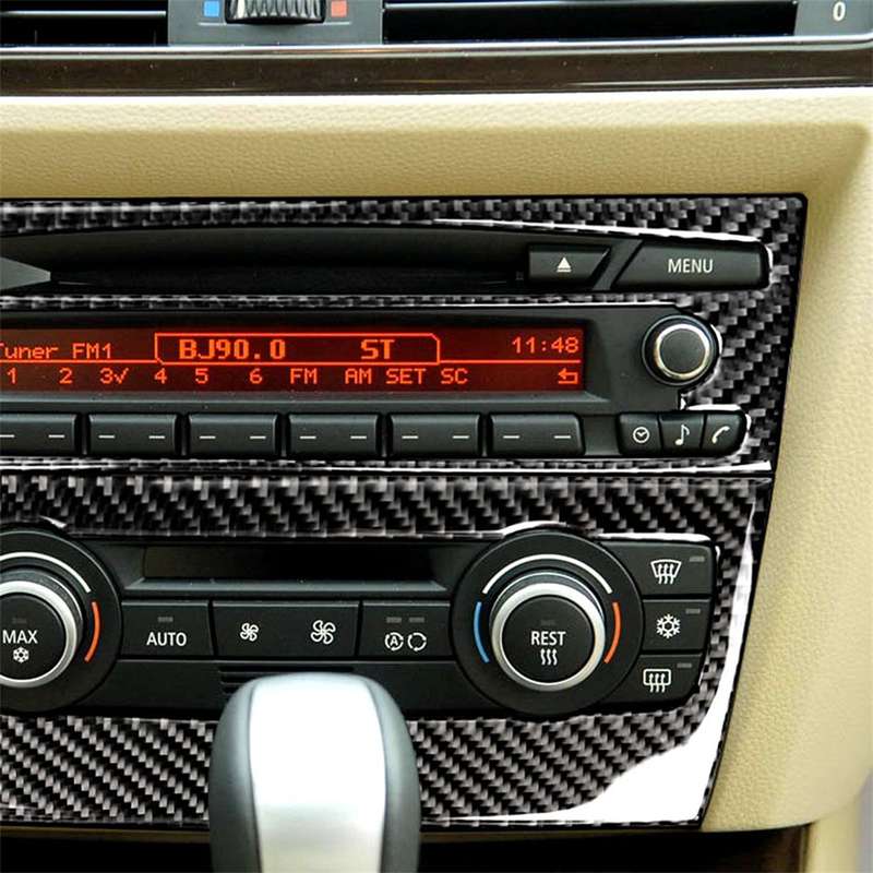 Carbon Fiber Car Central Control CD Panel Decorative Sticker for BMW E90 / E92 2005-2012, Non Naviga