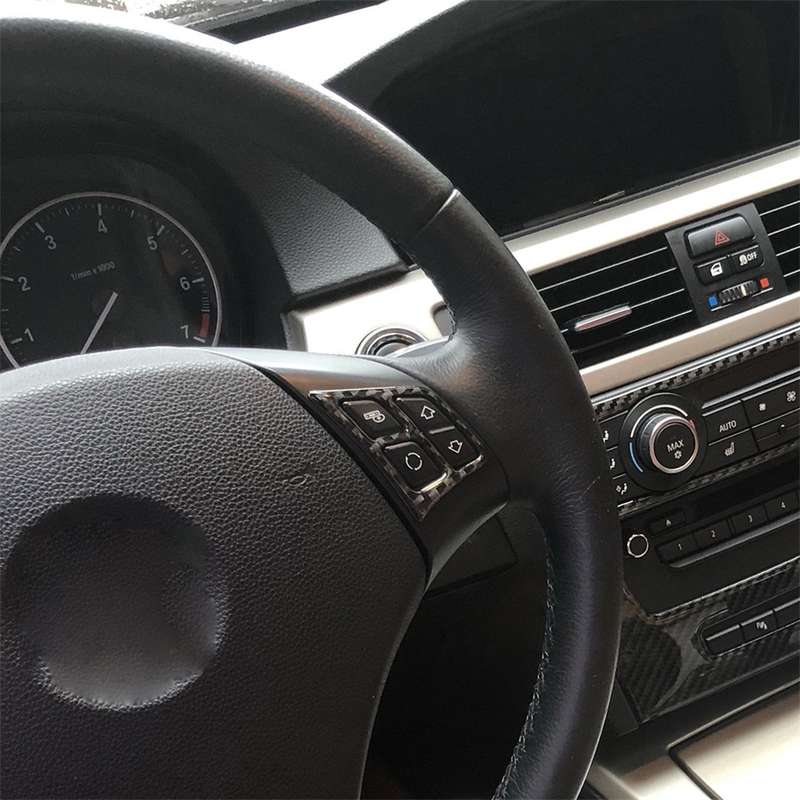 Three Color Carbon Fiber Car Steering Wheel Key Frame Decorative Sticker for BMW E90 2005-2012