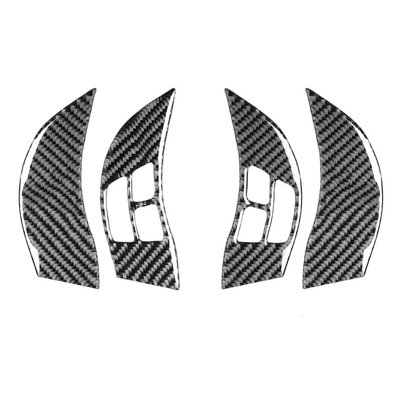 4 PCS Car Carbon Fiber Steering Wheel Decorative Sticker for Mazda RX8 2004-2008, Left and Right Dri