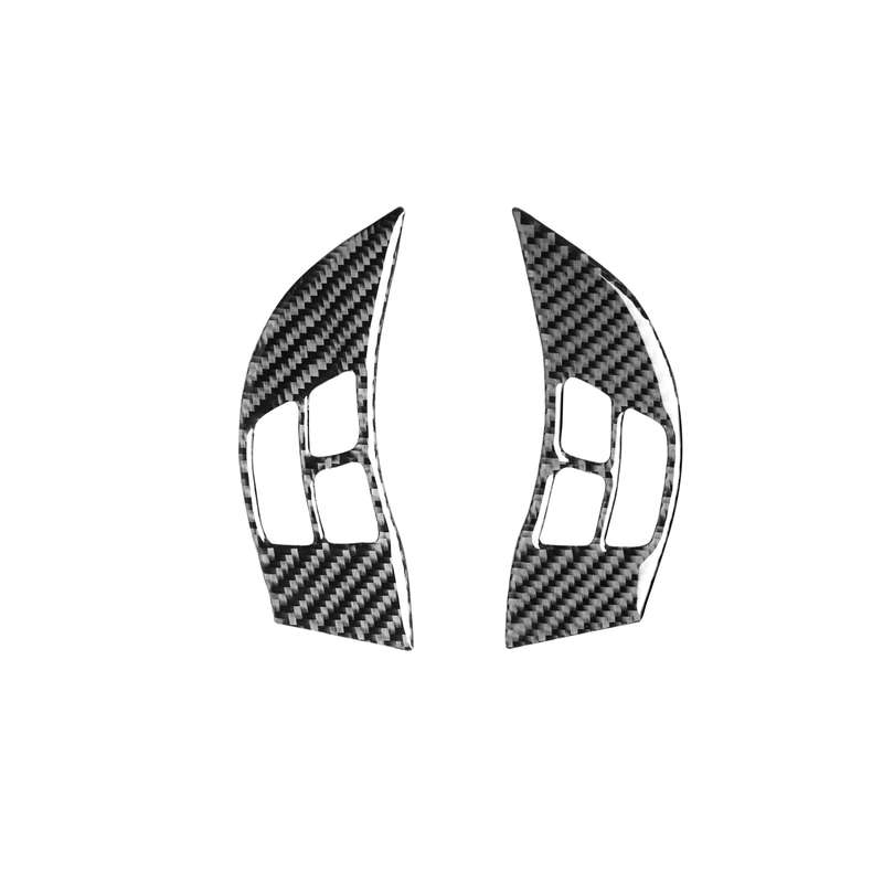 2 PCS Car Carbon Fiber Steering Wheel Decorative Sticker for Mazda RX8 2004-2008, Left and Right Dri