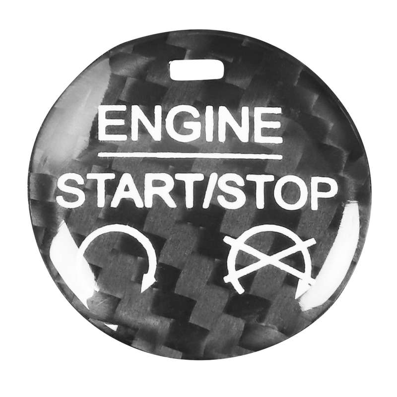 Car Carbon Fiber Engine Start Button Decorative Cover Trim for Ford Mustang 2015-2019 (Black)