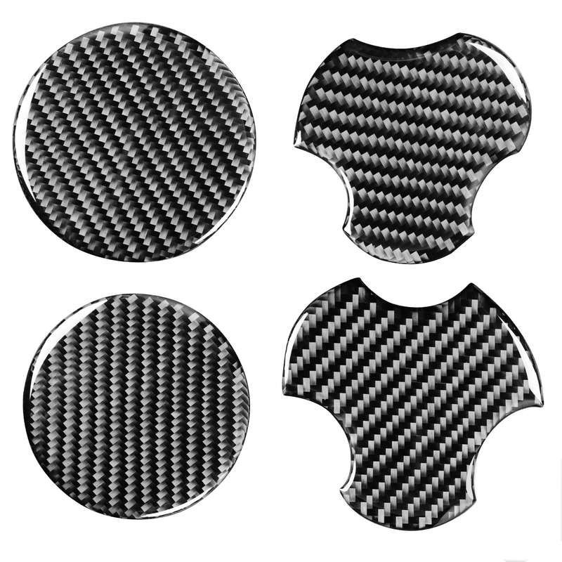 4 in 1 Car Carbon Fiber Water Cup Holder Mat Decorative Sticker for Jeep Wrangler JK 2007-2010, Left