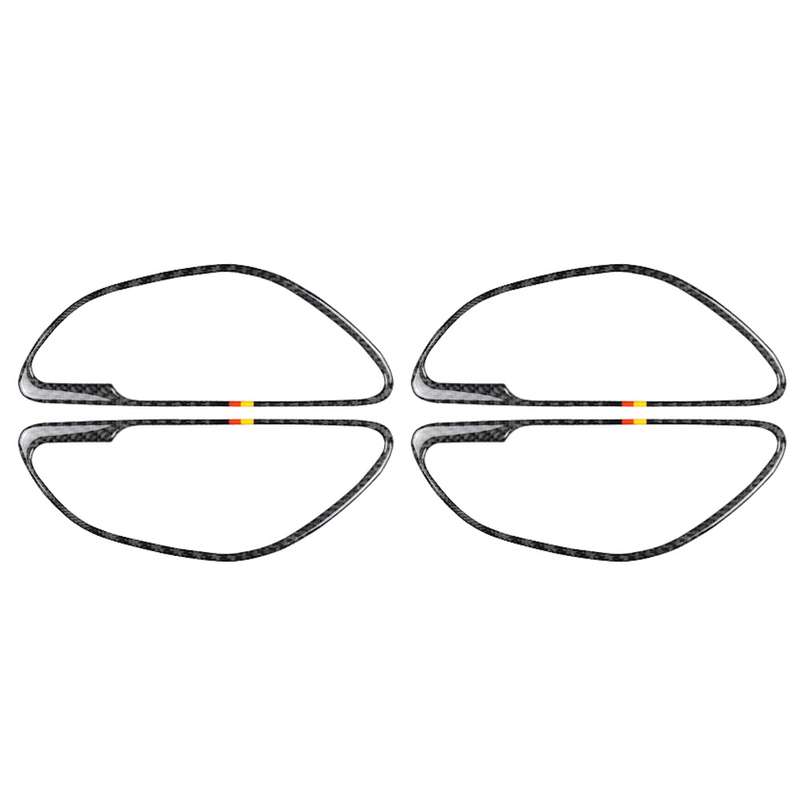 4 PCS Car Carbon Fiber German Color Handle Decorative Sticker for Mercedes-Benz C Class W205 2015-20