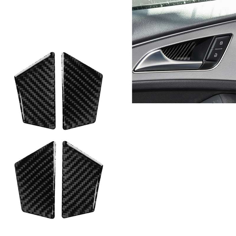 Car Carbon Fiber Inner Door Bowl Decorative Sticker for Audi A6 S6 C7 A7 S7 4G8 2012-2018, Left and