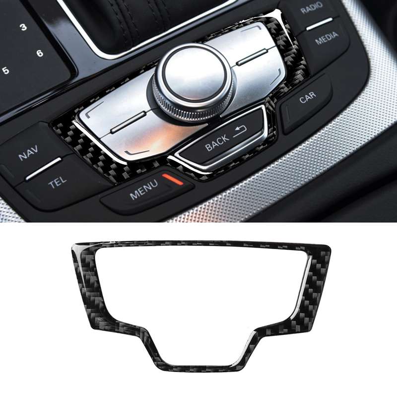 Car Carbon Fiber Multimedia Panel Decorative Sticker for Audi A6 S6 C7 A7 S7 4G8 2012-2018, Left and