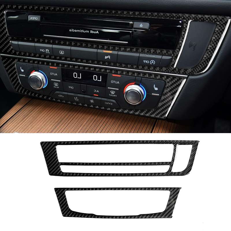 Car Carbon Fiber Air Conditioning CD Panel Decorative Sticker for Audi A6 S6 C7 A7 S7 4G8 2012-2018,