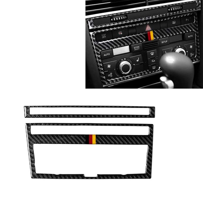Car Carbon Fiber German Flag Color Air Conditioning CD Panel Decorative Sticker for Audi A6 2005-201