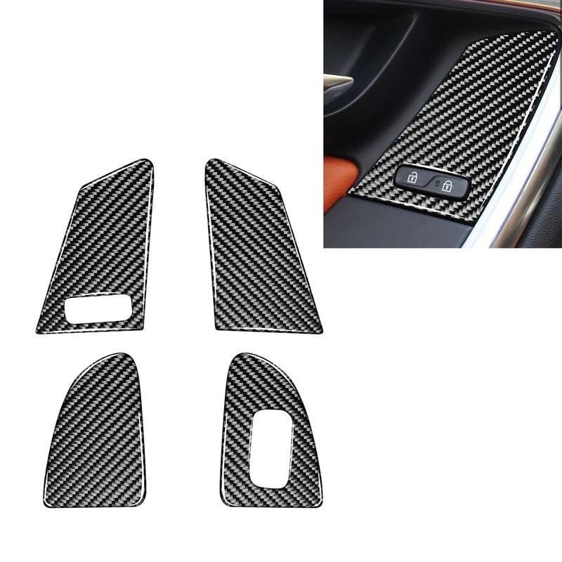 4 PCS Car Carbon Fiber Window Lifting Button Decorative Stickers for Volvo V60 / XC60 2010-2017 / S6