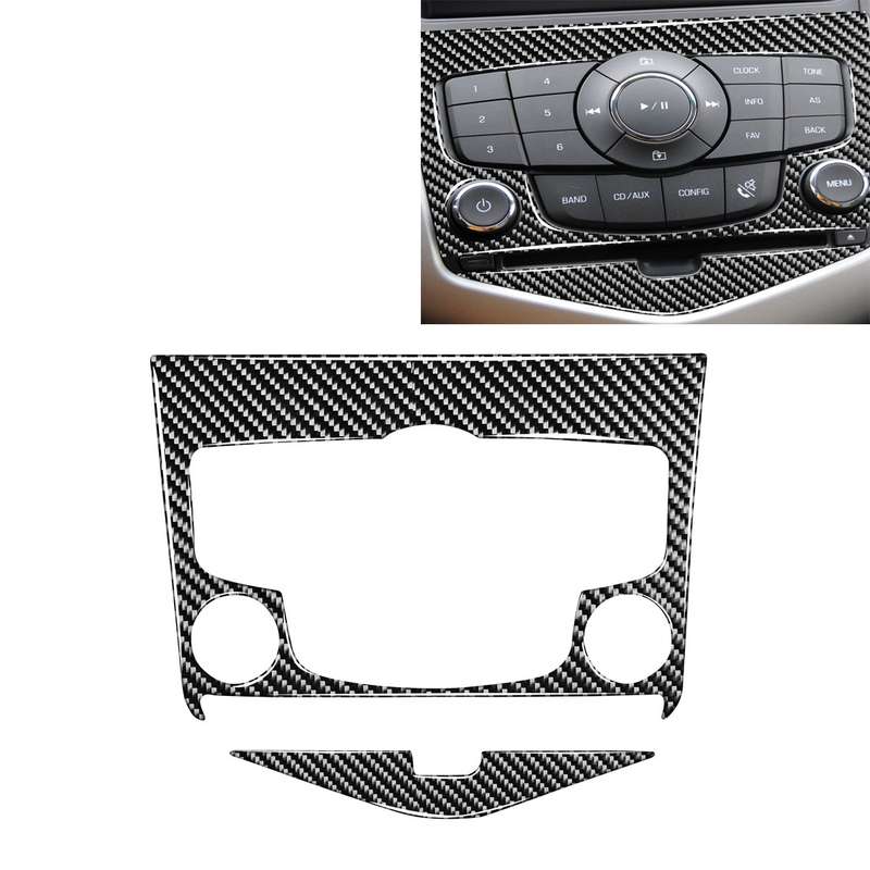 Car Carbon Fiber CD Panel Decorative Sticker for Chevrolet Cruze 2009-2015, Left and Right Drive Uni