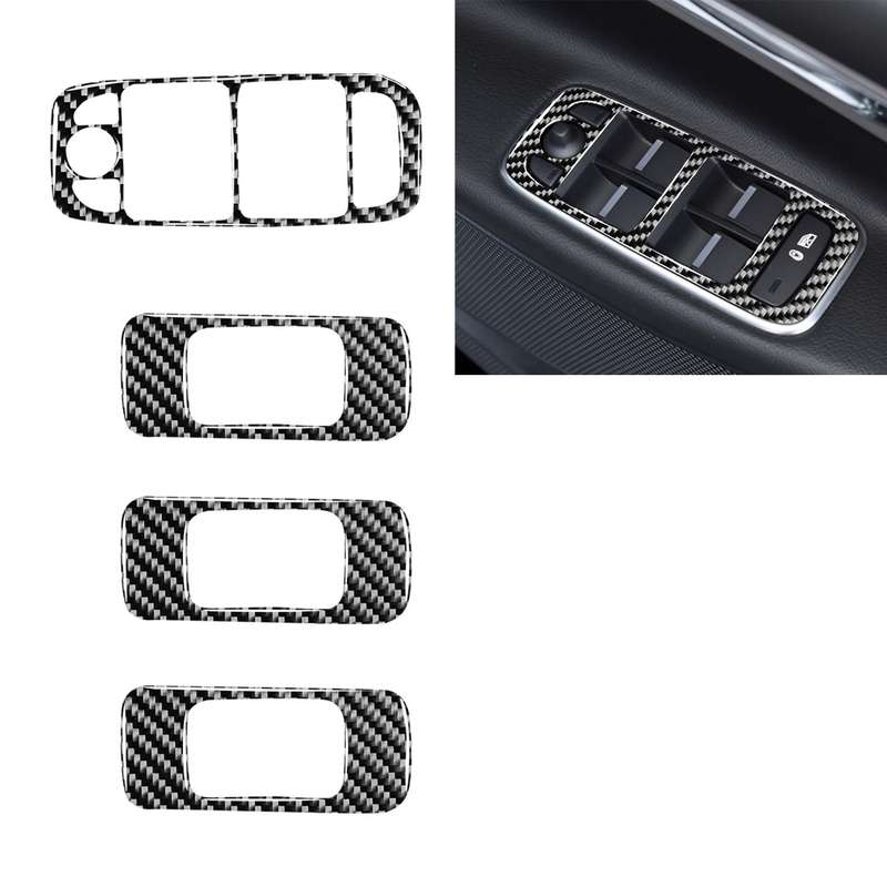 4 in 1 Car Carbon Fiber Lifting Panel Decorative Stickers for Jaguar F-PACE X761 XE X760 2016-2020,