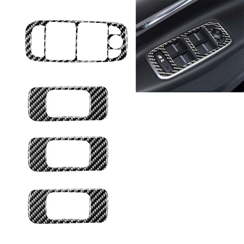 4 in 1 Car Carbon Fiber Lifting Panel Decorative Stickers for Jaguar F-PACE X761 XE X760 2016-2020,