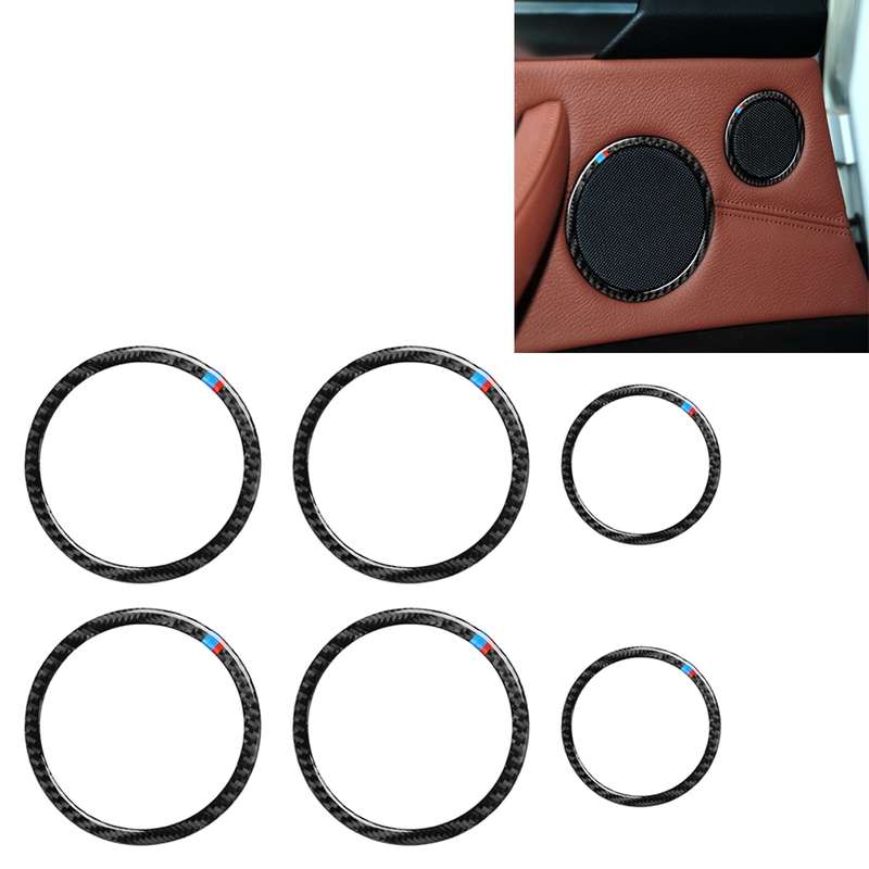 6 in 1 Car Carbon Fiber Tricolor Horn Ring Decorative Sticker for BMW 2008-2013 E70 / 2008-2014 E71,
