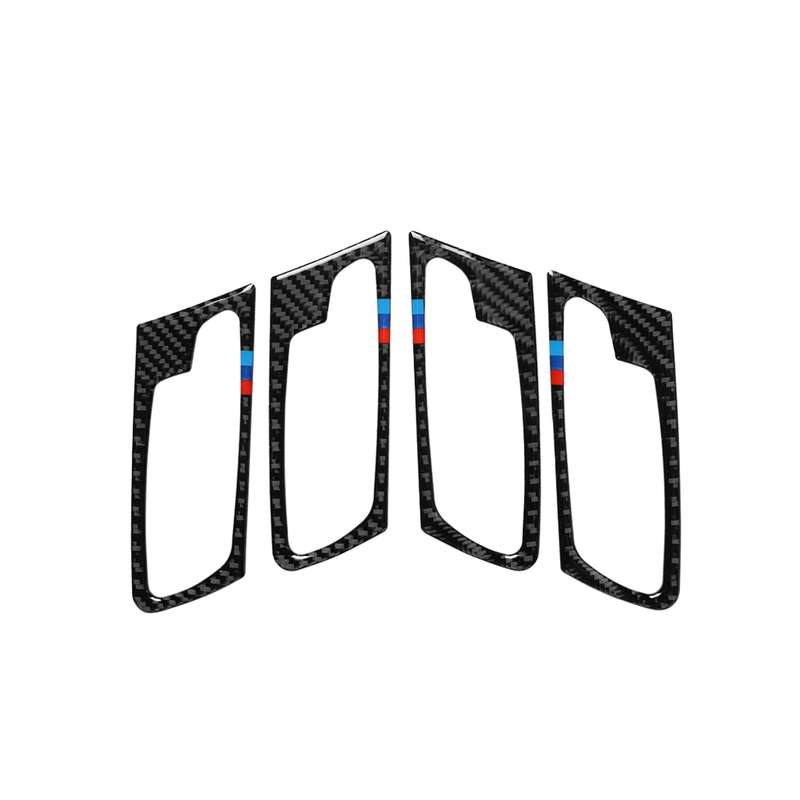 4 in 1 Car Carbon Fiber Tricolor Door Handle Decorative Sticker for BMW 2008-2014 X5 E70 / E71, Left