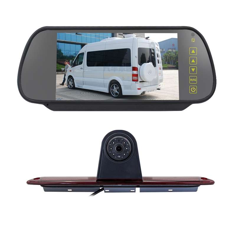 PZ461 Car Waterproof High Position Tail Light Brake Light View Camera + 7 inch Rearview Monitor for