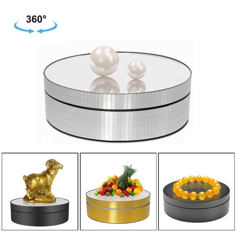 12cm 360 Degree Rotating Turntable Mirror Electric Display Stand Video Shooting Props Turntable, Loa