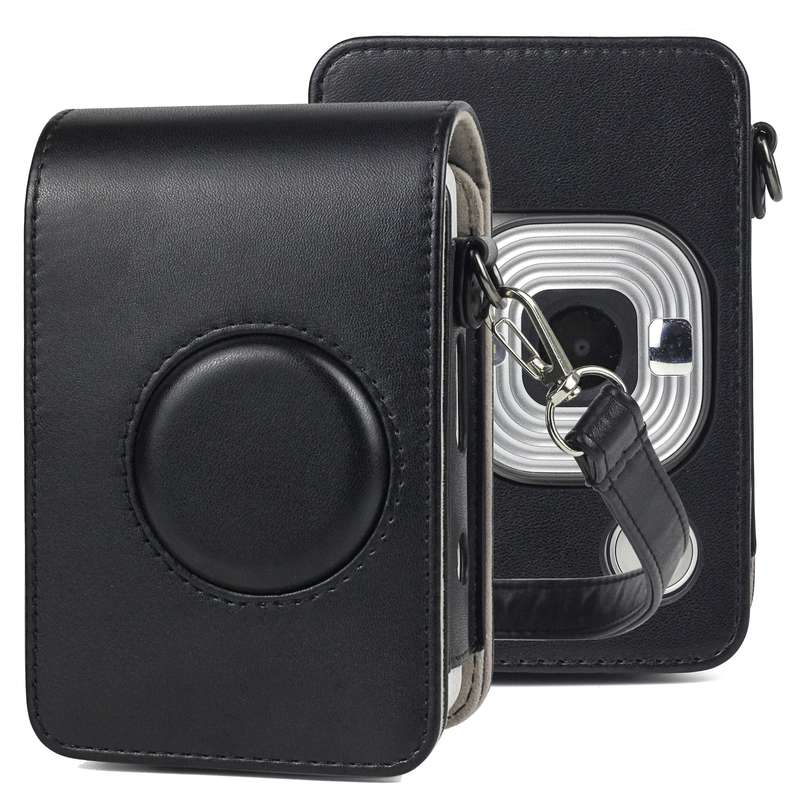 Full Body Camera Retro PU Leather Case Bag with Strap for FUJIFILM instax mini Liplay (White)