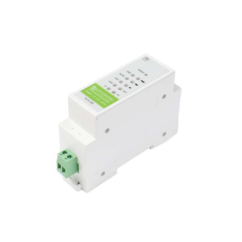 Waveshare Industrial 4G DTU Cellular Demodulator, RS485 to LTE CAT4, DIN Rail-Mount, for EMEA, Kor,