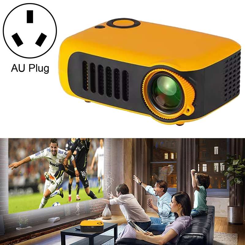 A2000 1080P Mini Portable Smart Projector Children Projector, UK Plug(White Grey)