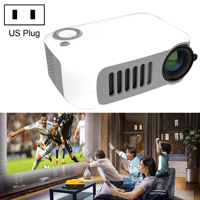 A2000 1080P Mini Portable Smart Projector Children Projector, UK Plug(White Grey)