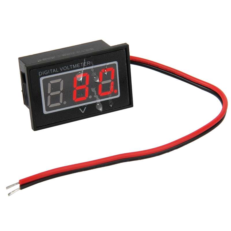 V40D 2 Wires Blue Light Display Mini Waterproof IPX4 Digital Voltage Meter, Measure Voltage: DC 15-1