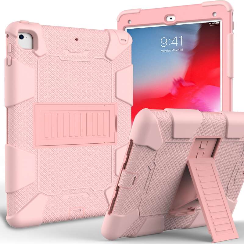 Shockproof Two-color Silicone Protection Shell for iPad 9.7(2018) & 9.7(2017) & Air 2, with Holder(R