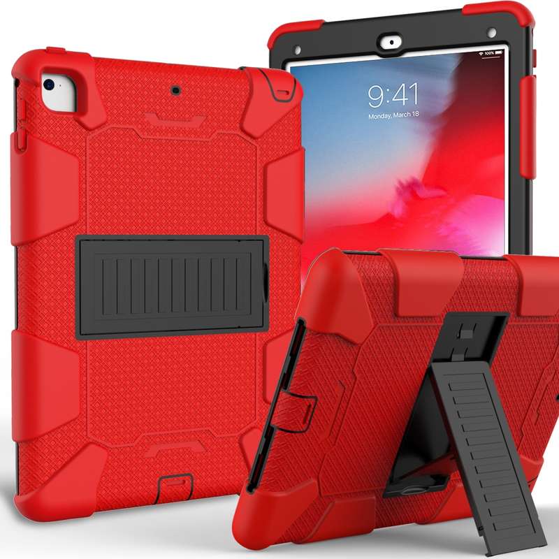 Shockproof Two-color Silicone Protection Shell for iPad 9.7(2018) & 9.7(2017) & Air 2, with Holder(R