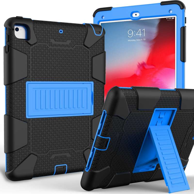 Shockproof Two-color Silicone Protection Shell for iPad 9.7(2018) & 9.7(2017) & Air 2, with Holder(R