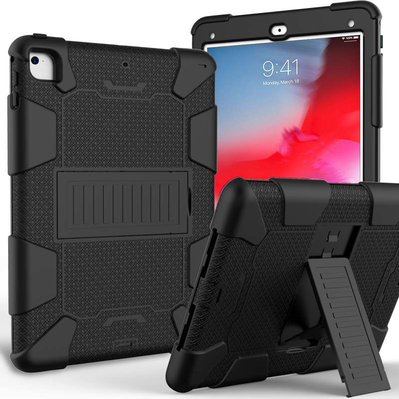 Shockproof Two-color Silicone Protection Shell for iPad 9.7(2018) & 9.7(2017) & Air 2, with Holder(R