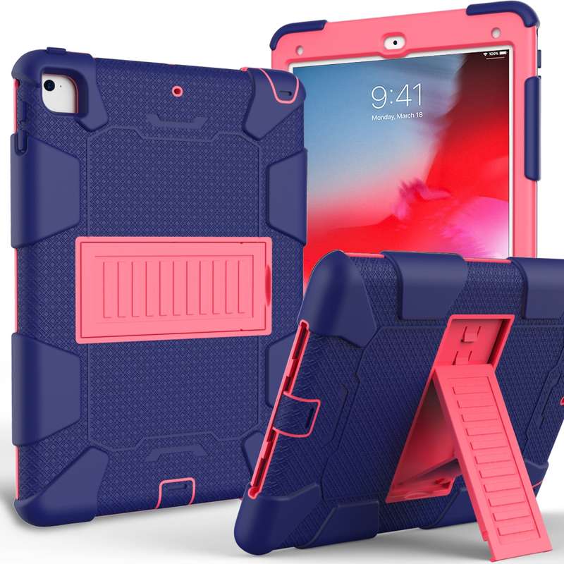 Shockproof Two-color Silicone Protection Shell for iPad 9.7(2018) & 9.7(2017) & Air 2, with Holder(R