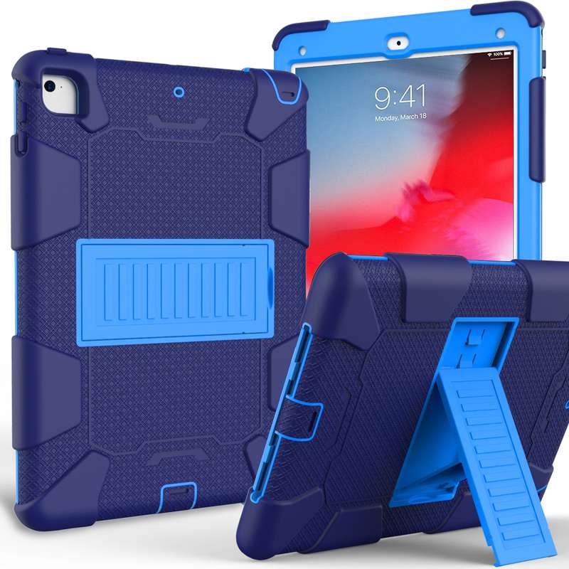Shockproof Two-color Silicone Protection Shell for iPad 9.7(2018) & 9.7(2017) & Air 2, with Holder(R
