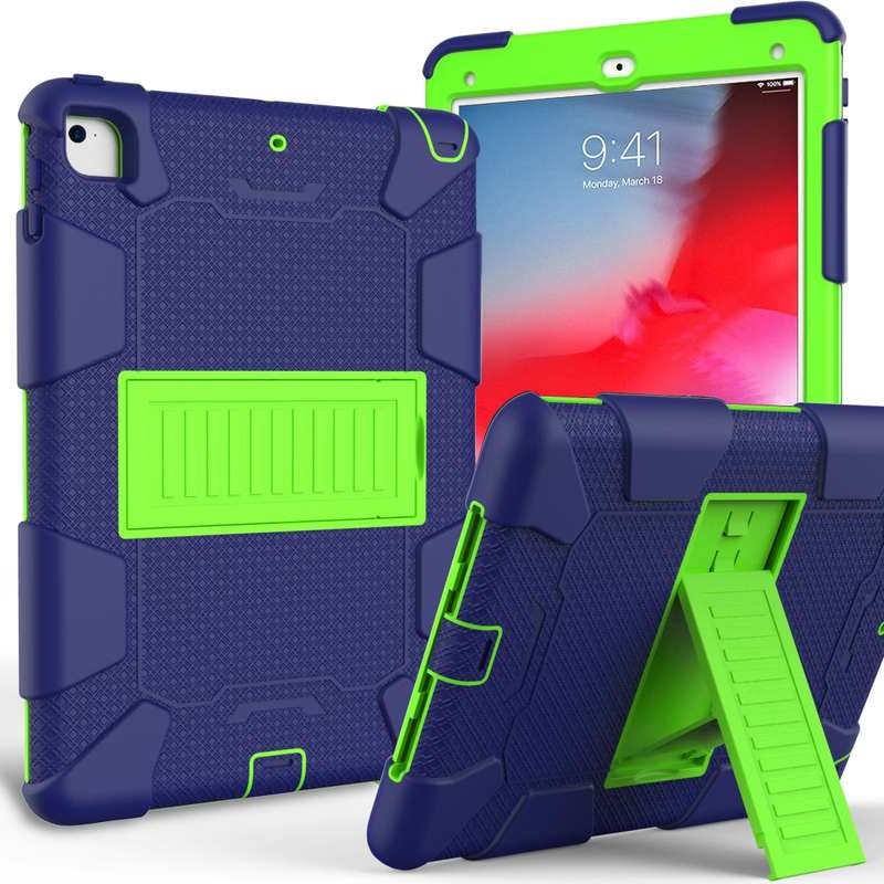 Shockproof Two-color Silicone Protection Shell for iPad 9.7(2018) & 9.7(2017) & Air 2, with Holder(R