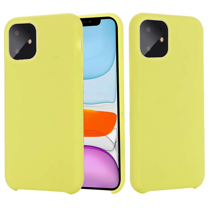 For iPhone 11 Solid Color Liquid Silicone Shockproof Case (Yellow)