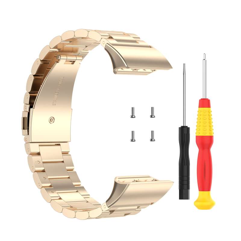 For Garmin Forerunner 35 / 30 Universal Three Beads Stainless Steel Watch Band(Black)