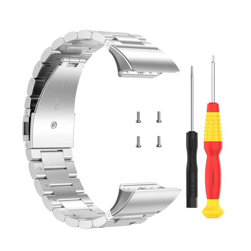 For Garmin Forerunner 35 / 30 Universal Three Beads Stainless Steel Watch Band(Black)