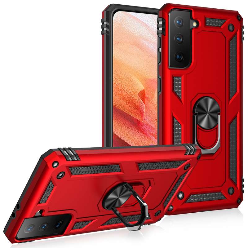 For Samsung Galaxy S21 5G Shockproof TPU + PC Protective Case with 360 Degree Rotating Holder(Black)