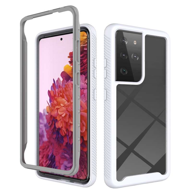 For Samsung Galaxy S21 Ultra 5G Starry Sky Solid Color Series Shockproof PC + TPU Protective Case(Wh