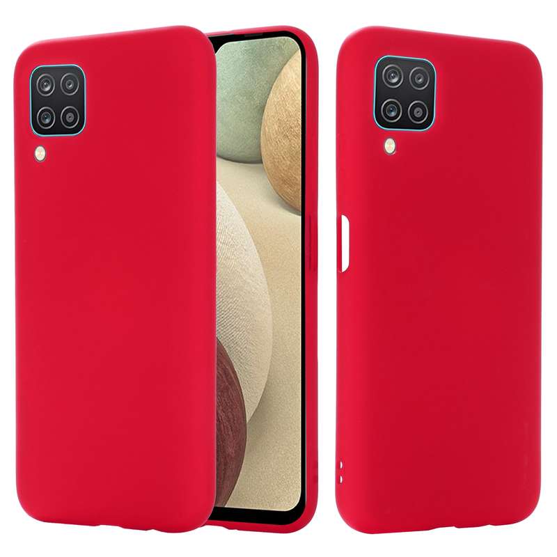For Samsung Galaxy A12 Pure Color Liquid Silicone Shockproof Full Coverage Case(Red)