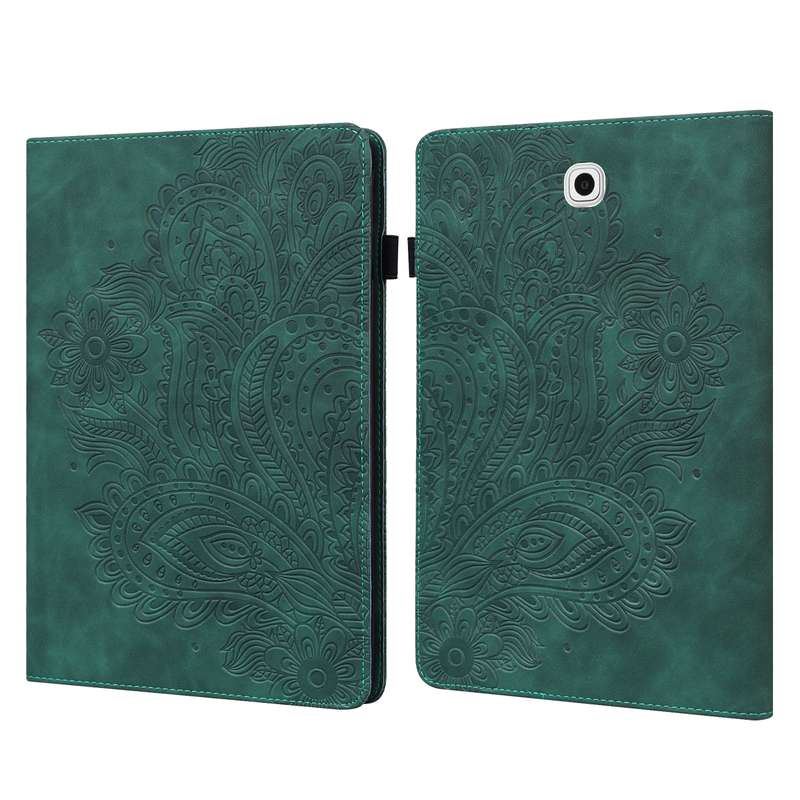 For Samsung Galaxy Tab S2 9.7 T815 Peacock Embossed Pattern TPU + PU Horizontal Flip Leather Case wi
