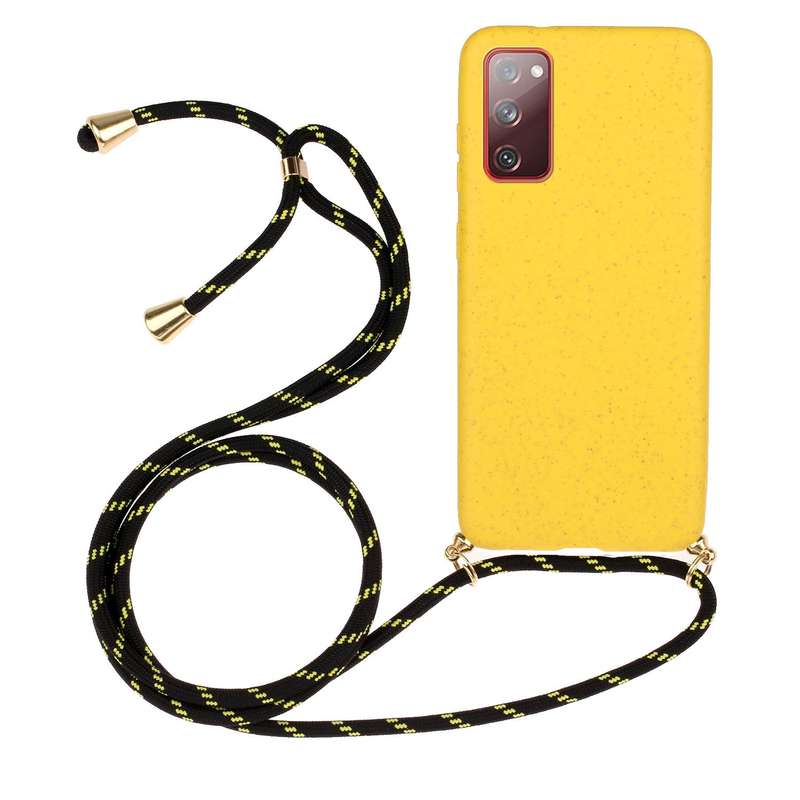 For Samsung Galaxy S20 FE Wheat Straw Material + TPU Protective Case with Lanyard(Army Green)